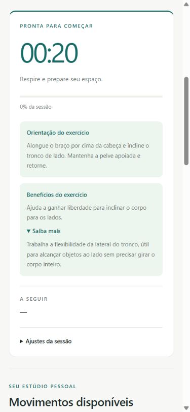 Orientações e benefícios — tela do aplicativo