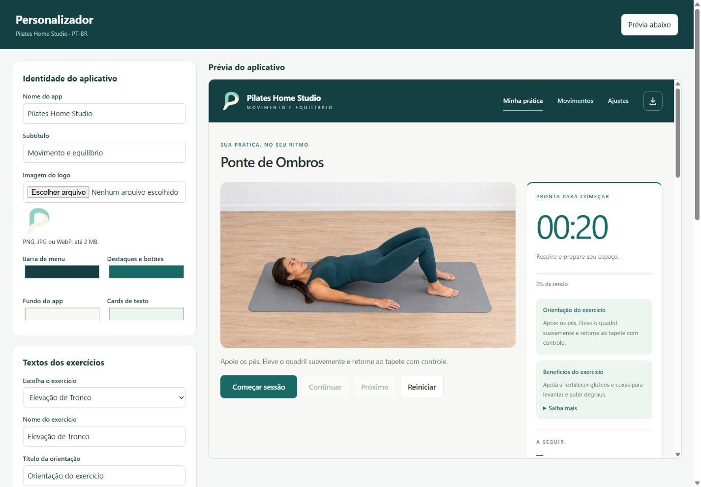 Personalizador real do Pilates Home Studio