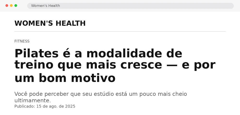 Manchete da Women's Health: Pilates Is The Fastest Growing Workout Modality, For Good Reason
